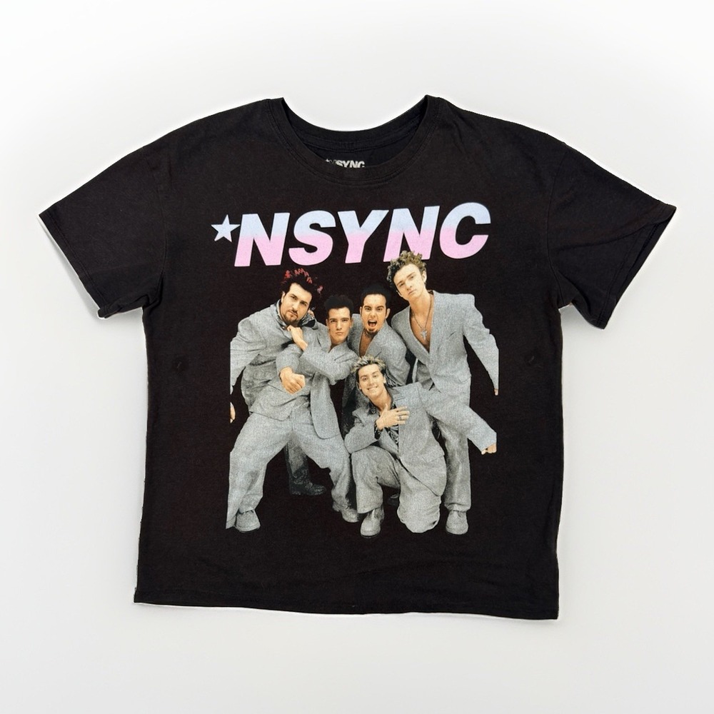 NSYNC Black Graphic Print Crew Neck Short Sleeve T-Shirt Youth XL 14/16